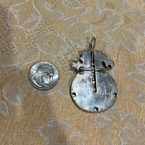 HOLIDAY🎄🎄BEST Silver Snowman Brooch Pendant - Picture 5 of 6